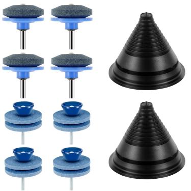 Imagem de FALESOUL Afiador de lâmina maçante para cortador de grama com 8 peças, afiador de lâmina para cortador de grama para furadeira manual elétrica, ferramenta universal de afiador de grama, ferramenta de