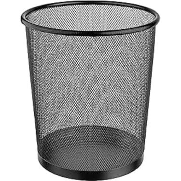 Imagem de Ordene - Lixeira de Metal Redonda de 8,5 Litros, Cor Preta, Linha Office
