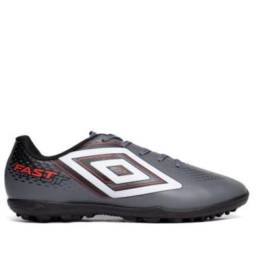Imagem de Chuteira Masculina Umbro Society Fast II Cinza/Branco, Cinza, Branco, 