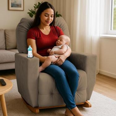 Imagem de Poltrona para amamentação confortável Antonela - Bl DECOR, cappuccino