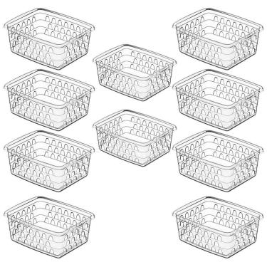 Imagem de Kit 10 Cesto Caixa Organizador Multiuso Pequeno Transparente 1117 Uninjet