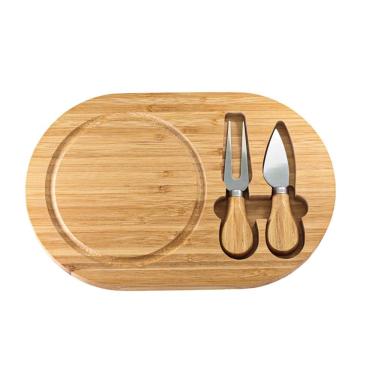 Imagem de Jogo Tábua Para Queijo Bambu com Faca e Garfo - Yangzi