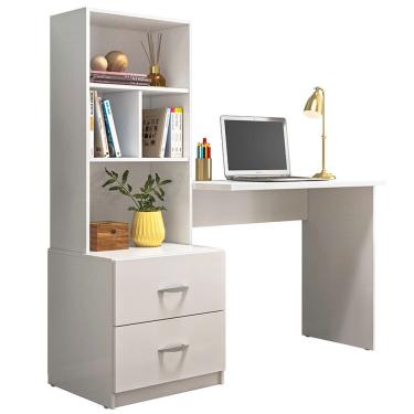 Imagem de Escrivaninha Multifuncional 2 Gavetas 138cm Branco PLLA
