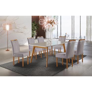 Imagem de Conjunto Sala de Jantar Madeira Maciça 6 lugares Mesa e Cadeiras Londres Móveis Mundial