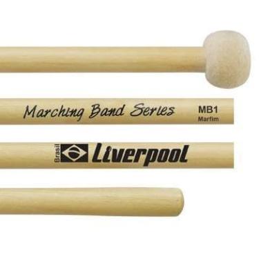 Imagem de Baqueta Liverpool Marching Band Series MB1 Marfim para Bumbos Marciais de 14 e 16 Ponta Feltro