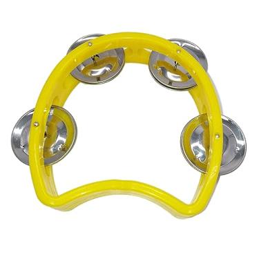 Imagem de ZJchao Instrumento de Percussão Portátil de Plástico de Pandeiro Com 4 Sinos para Crianças do Concerto de Festa de Ritmo Musical (Amarelo)