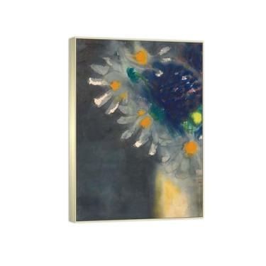 Imagem de BMZFYBS Arte de parede em tela de flores reprodução de pintura famosa - imagens de moldura prateada para sala de estar - pôster e impressões de natureza morta 50 x 70 cm 20 x 27 pol