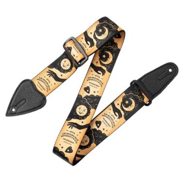 Imagem de Levy's Pulseira de guitarra de poliéster Leathers Clairvoyant Series 5 cm de largura com padrões inspirados místicos e ajuste de comprimento de 91 a 152 cm, padrão de tabuleiro Ouija e extremidade