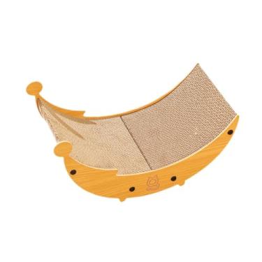 Imagem de Baoblaze Cama para gatos com arranhador, espreguiçadeira, papel ondulado, cadeira de praia para felinos, L Oak