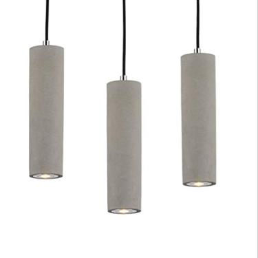 Imagem de 3 Luminária pendente de concreto vintage industrial sala de jantar mesa de jantar lustre retrô retângulo redondo loft teto holofote para cozinha antiga ilha bar banheiro estudo altura ajustá