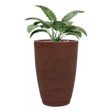 Imagem de Vaso Polieitleno Decorativo Redondo P/plantas Jardim Varanda (Marrom)