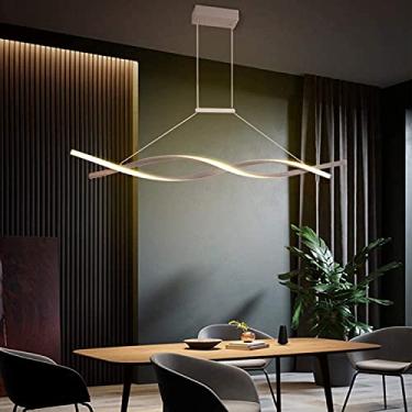 Imagem de Lustre LED Pendente de Teto Regulável com Controle Remoto Luminária Pendente Alumínio Acrílico Moderno Lustre LED Decoração de Ilha de Cozinha Luz Pendente, Cinza-47,2 * 5,5 pol.