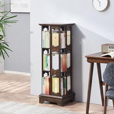 Imagem de FTOQWZXV Estante rotativa 360, estante rotativa de várias camadas, torre de estante giratória, para quarto/sala de estar/escritório em casa/cozinha, cor nogueira ()