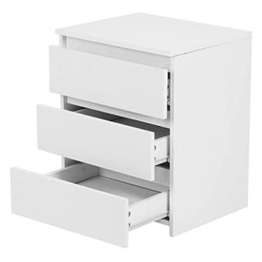 Imagem de URGDWEKJY Sofá mesa de cabeceira branca simples três camadas gaveta deslizante armário de armazenamento quarto armário de arquivo escritório armário de arquivo sofá mesa lateral mesa pequena