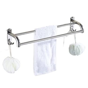 Imagem de Toalheiro toalheiro de aço inoxidável suporte de toalha de banheiro montado na parede cabide de toalha gancho duplo suporte de toalha barra de toalha/80 cm