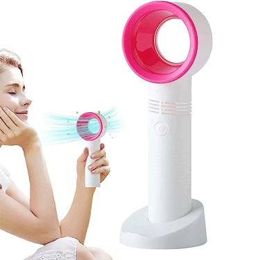 Imagem de AQIANGJY Ventilador de pé com 3 configurações de velocidade, ventilador de mesa com base estável, ventilador portátil sem lâmina recarregável por USB, ventilador pessoal silencioso silencioso