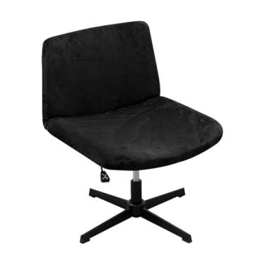 Imagem de Kitegrese Capas de cadeira de escritório com pernas cruzadas elásticas, capa larga para assento de escritório moderna, giratória, para sala de estar e quarto (preto)