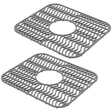 Imagem de 2 peças de protetor de pia de silicone, acessório de grade de tapetes de pia de cozinha, tapete antiderrapante dobrável resistente ao calor para parte inferior da casa de fazenda porcelana de aço