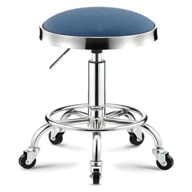 Imagem de WYUYIWH Banqueta giratória com rodas e apoio para os pés, banco giratório de couro ajustável, banco de elevação ajustável, verde