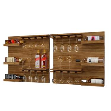 Imagem de 2 Adegas Vinho Barzinho Grande Decoração Mdf Bebidas(Freijó)