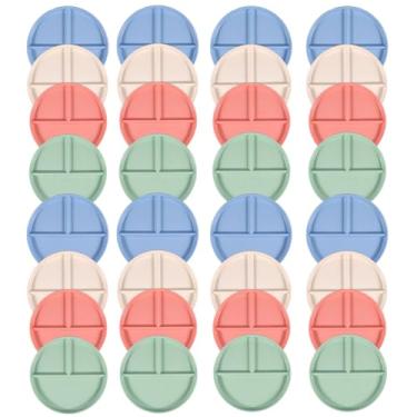 Imagem de Pratos de jantar divididos com 32 peças, placa de controle de porção empilhável de 23 cm com 3 compartimentos para perda de peso, pratos reutilizáveis de palha de trigo, seguro para micro-ondas para