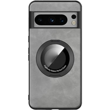 Imagem de Capa magnética para Google Pixel 8 Pro/Pixel 8, capa de couro fina com suporte, carregamento sem fio, à prova de choque, capa cinza