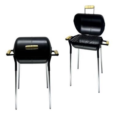 Imagem de Mini Churrasqueira a Bafo 2 em 1 Portátil e Económica Churrasqueira Bafinho Apartamento Camping(Com pés)