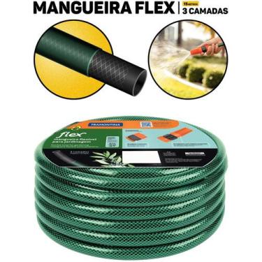 Imagem de Mangueira Jardim Flex Tramontina Verde 15m 3 Camadas PVC C/ Engate Ros