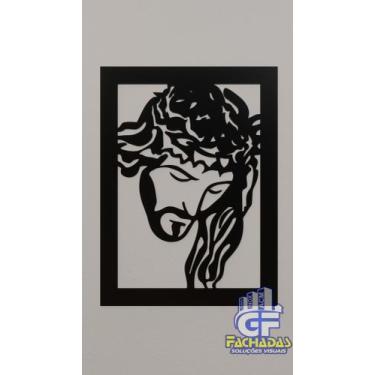 Imagem de Rosto de Cristo em MDF. - GF-Fachadas-ACM, Preto, 250g