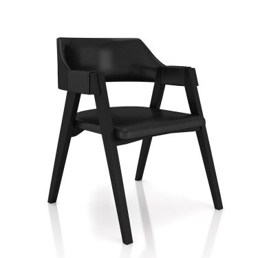 Imagem de Cadeira Sala de Jantar e Jogos Carteados Madeira Maciça Poker PU Preto/Preto G42 - Gran Belo