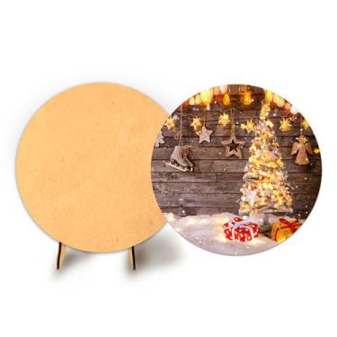 Imagem de Painel Redondo C Elastico 50cm Natal e Suporte MDF - Fadrix, NAT019