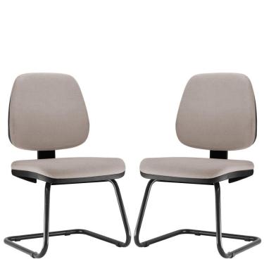 Imagem de Kit 02 Cadeiras Para Escritório Job L02 Fixa Linho Bege - Lyam Decor