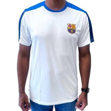 Imagem de Camiseta Lisa Barcelona Masculino - Branco e Azul Branco M-Masculino
