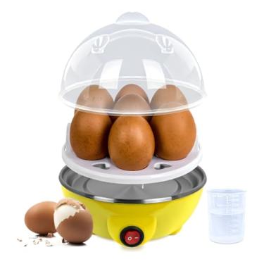 Imagem de Cozedor de Ovos Elétrico Multifuncional Egg Cooker a Vapor – Prepara até 7 Ovos, Ideal para Café da Manhã, Lanche e Almoço,110V (Amarelo)