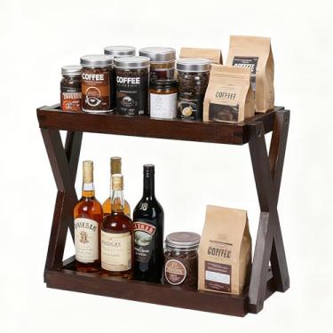 Imagem de DUICIRX Bancada organizadora de banheiro, organizador de balcão para decoração de banheiro, prateleira de pia de madeira para penteadeira (marrom-marrom)