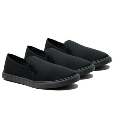 Imagem de Kit 3 Tênis Feminino Calcer Facil Slip On Confortavel Casual Branco Preto Rosa (Cor: 3 Preto e Preto, BR, Adulto, Numérico, 35)