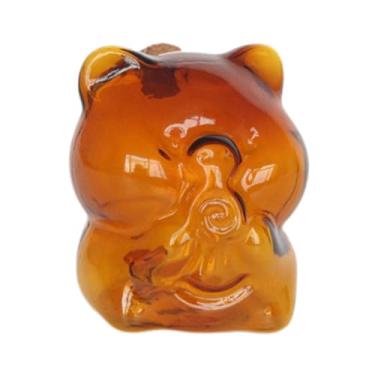 Imagem de XLWLLNJ Cofrinho de vidro transparente, pote de vidro, pote para economizar dinheiro, cofrinho decorativo para porco, recipiente para economizar dinheiro, Marrom