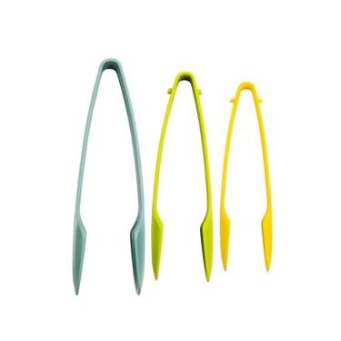 Imagem de Conjunto de 3 peças de pinças para alimentos, pinças de cozinha aninhadas em verde escuro, verde e amarelo, 26 cm, livre de BPA e lavável na lava-louças, utensílios de PP resistentes ao calor para