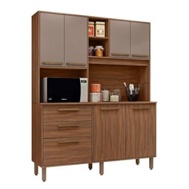 Imagem de Armario de Cozinha New Montevideu 150 cm 7 Portas 2 Gavetas Freijo/moka