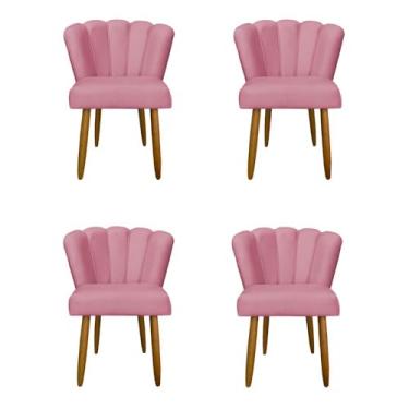 Imagem de Kit 4 Cadeiras Flor para Quarto Penteadeira - Balaqui Decor Cor:rosa