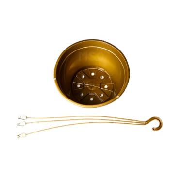 Imagem de kit 10 vasos plasticos cuia 21 + 10 hastes volume de 2 litros coloridas para plantas pendentes suculentas (DOURADO)