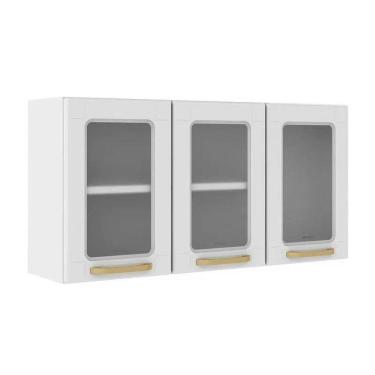 Imagem de Módulo Cozinha Bertolini Colors Armário 6010 C- 3 Portas C- Vidro 105cm Branco-bertolini
