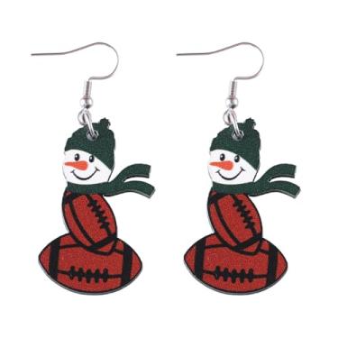 Imagem de Brincos de Natal femininos com pingente de boneco de neve com bola, roupas de Natal, acessórios de bijuteria, 2inch, Liga de aço, Sem pedra preciosa