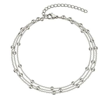 Imagem de Pulseiras femininas delicadas em camadas douradas à prova d'água com corrente de elos banhados a ouro, conjunto não mancha, conjunto de joias para presente de verão e praia, One Size, Metal, Sem Pedra