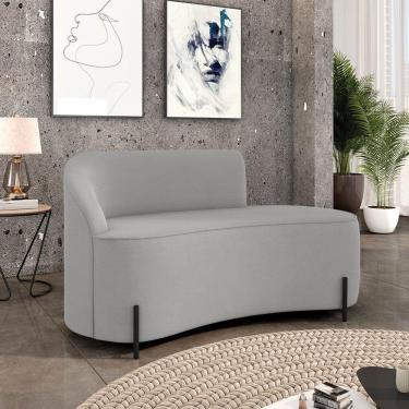 Imagem de Sofá 2 Lugares Orgânico 140cm Pé Ferro Preto Morgan Suede Cinza