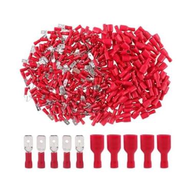 Imagem de Conector Elétrico De Terminal Crimpado Isolado Azul 6.3mm 16 14AWG Fêm