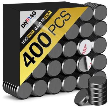 Imagem de Ímã DIYMAG 400 unidades de 15x3 mm com adesivo para geladeira preto