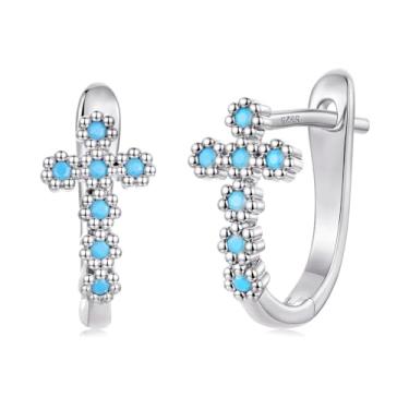 Imagem de RUKYF Brincos de argola para mulheres leves Minilmalist pérola/infinito/estrela/cruz para orelhas sensíveis, brincos de argola Huugies delicados para mulheres, Zircônia cúbica, Zircônia cúbica