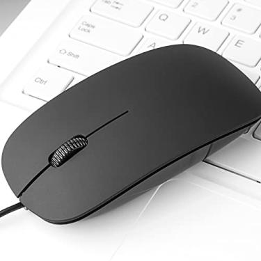 Imagem de Mouse com fio para computador e laptop, mouse com fio USB, uso à mão direita ou esquerda - preto
