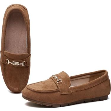 Imagem de Mocassim feminino casual na sapatilha elegante e confortável, Bronzeado, 9 Wide